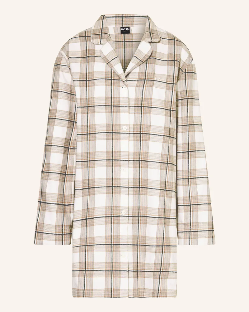 HUGO BOSS Nachthemd HOLIDAY aus Flanell Weiss