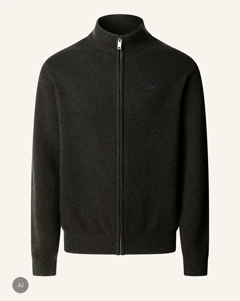 Hackett Pullover Lambswool Fzip gruen Grün