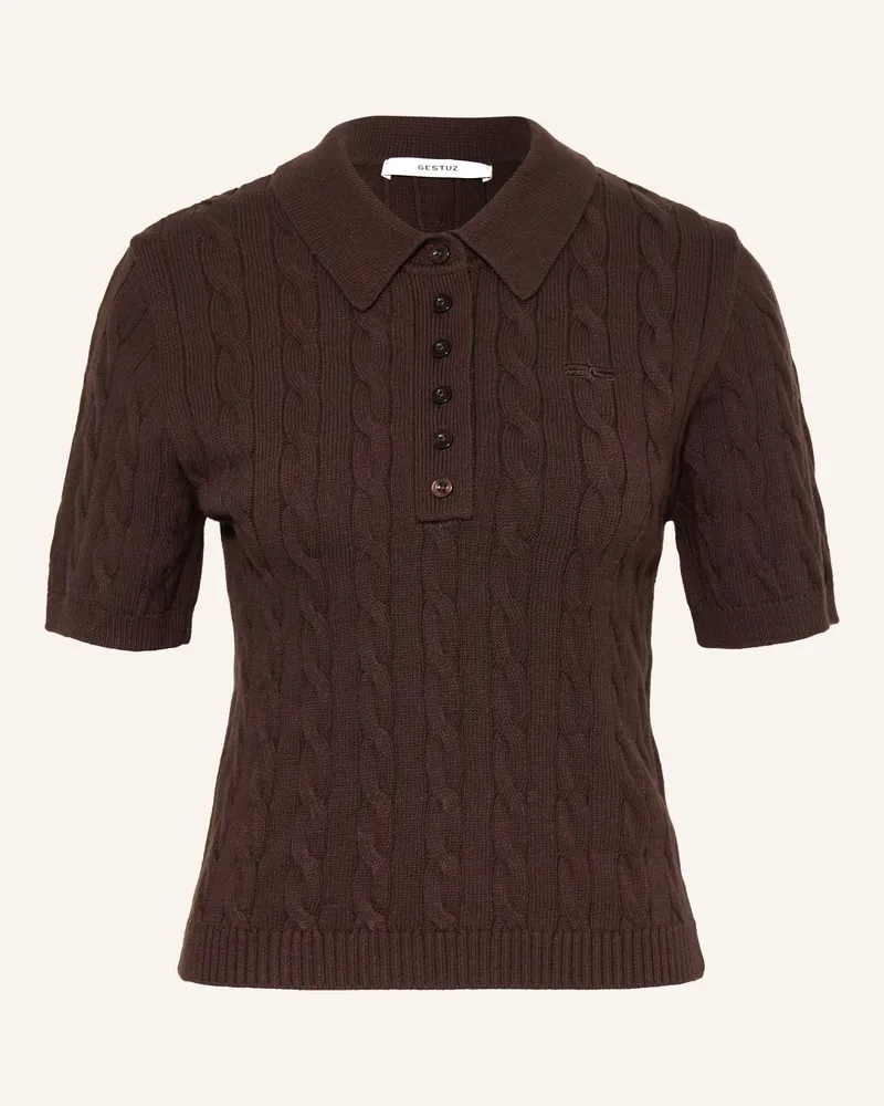Gestuz Strick-Poloshirt Gzthilla braun Dunkelbraun