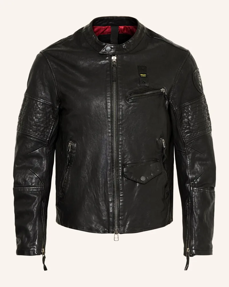 Blauer Lederjacke ELMER Schwarz