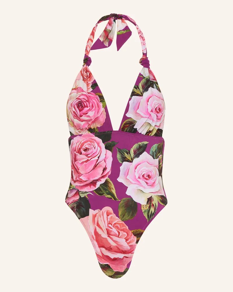 Dolce & Gabbana Neckholder-Badeanzug lila Lila
