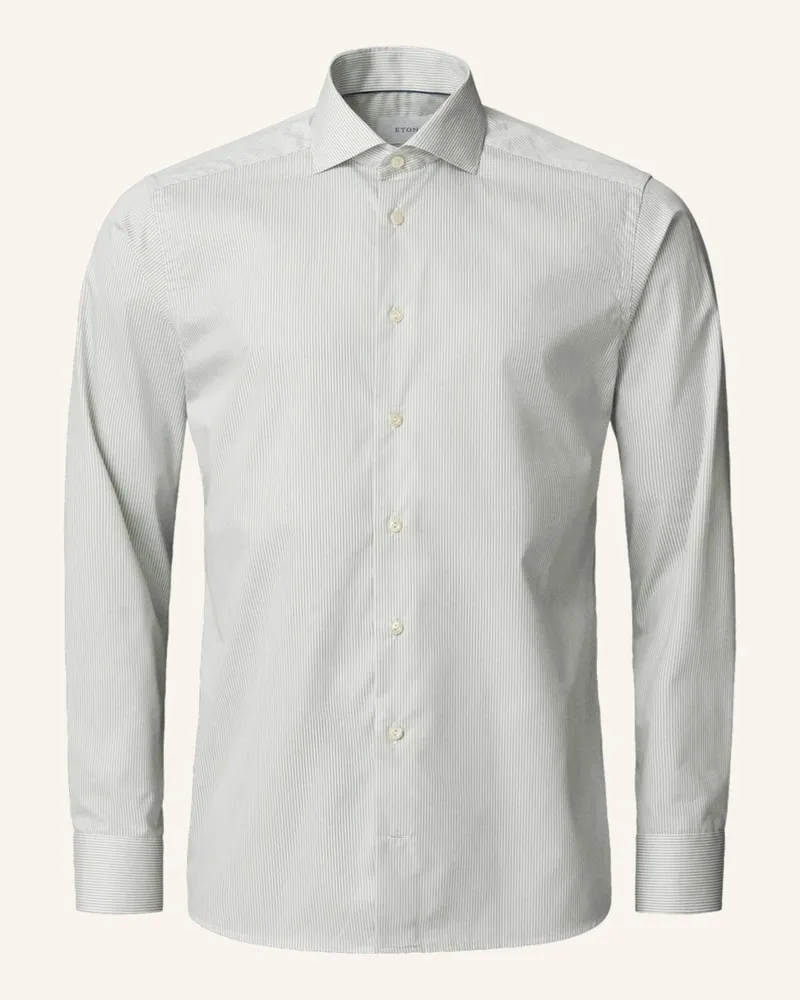 Eton Gestreiftes Fine Twill-Hemd Contemporary Fit Hellgrün