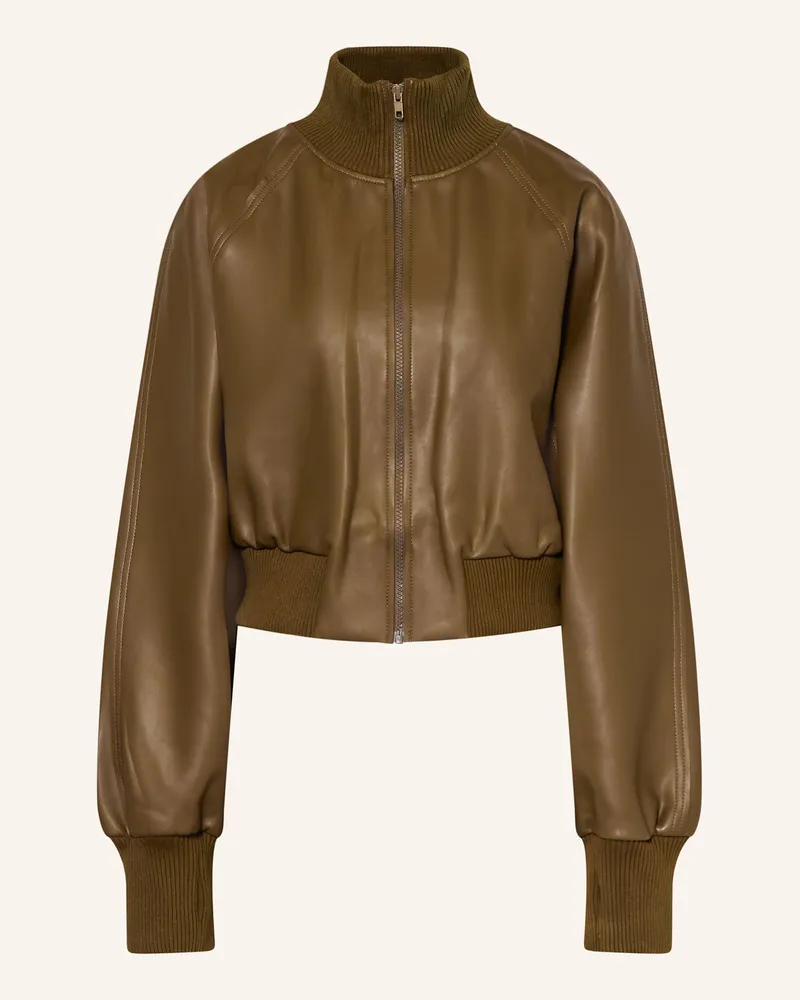 Norma Kamali Jacke in Lederoptik Dunkelbraun