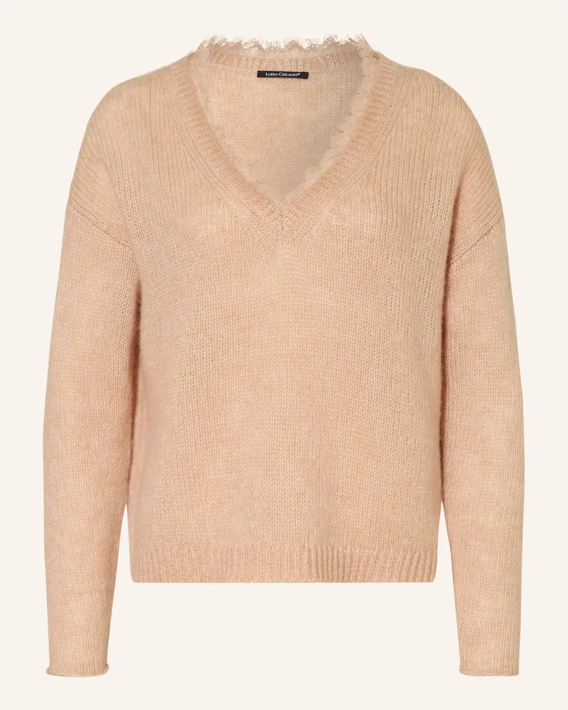 Luisa Cerano Pullover Mit Spitze Und Mit Alpaka rosa Hellbraun