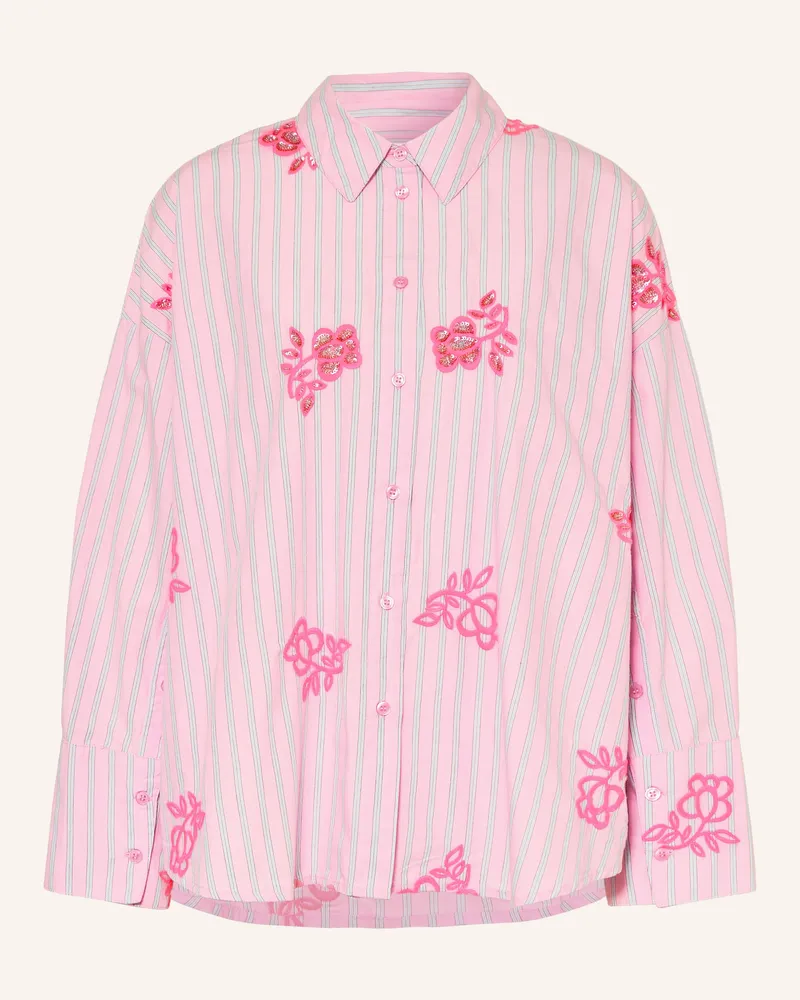 Essentiel Hemdbluse JALINKI mit Schmucksteinen und Pailletten Pink