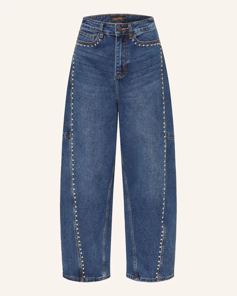 Miss Goodlife Barrel Jeans mit Nieten Blue
