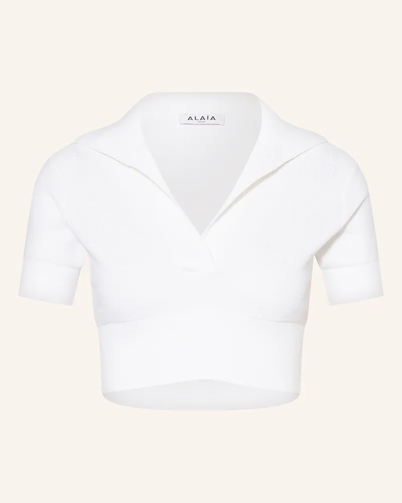 Alaïa Cropped-Strickshirt Weiss