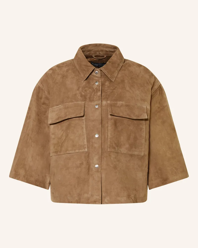 Repeat Lederjacke mit 3/4-Arm Braun
