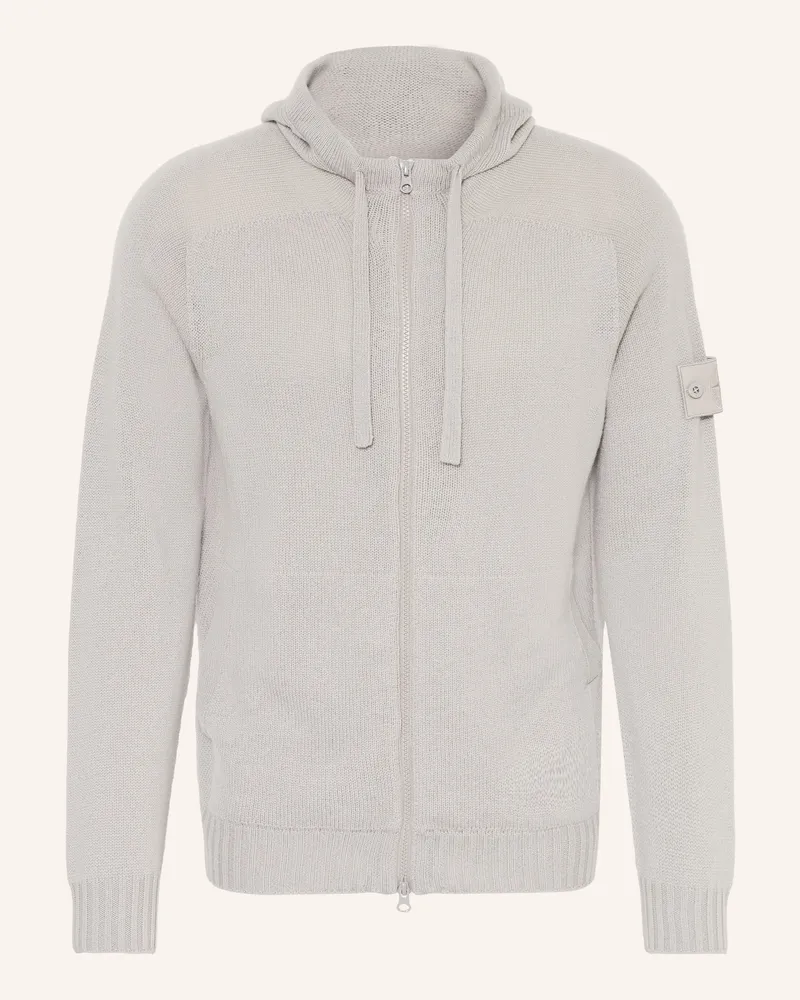 Stone Island Strickjacke GHOST aus Cashmere Hellgrau