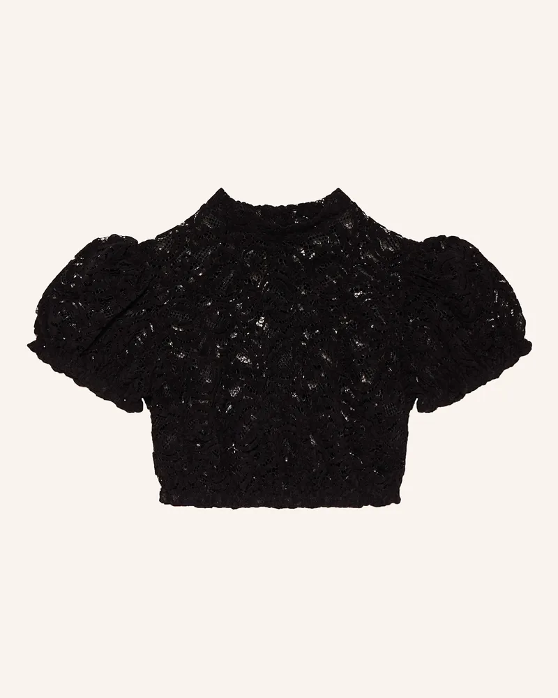 KINGA MATHE Dirndlbluse Pina Aus Lochspitze schwarz Schwarz