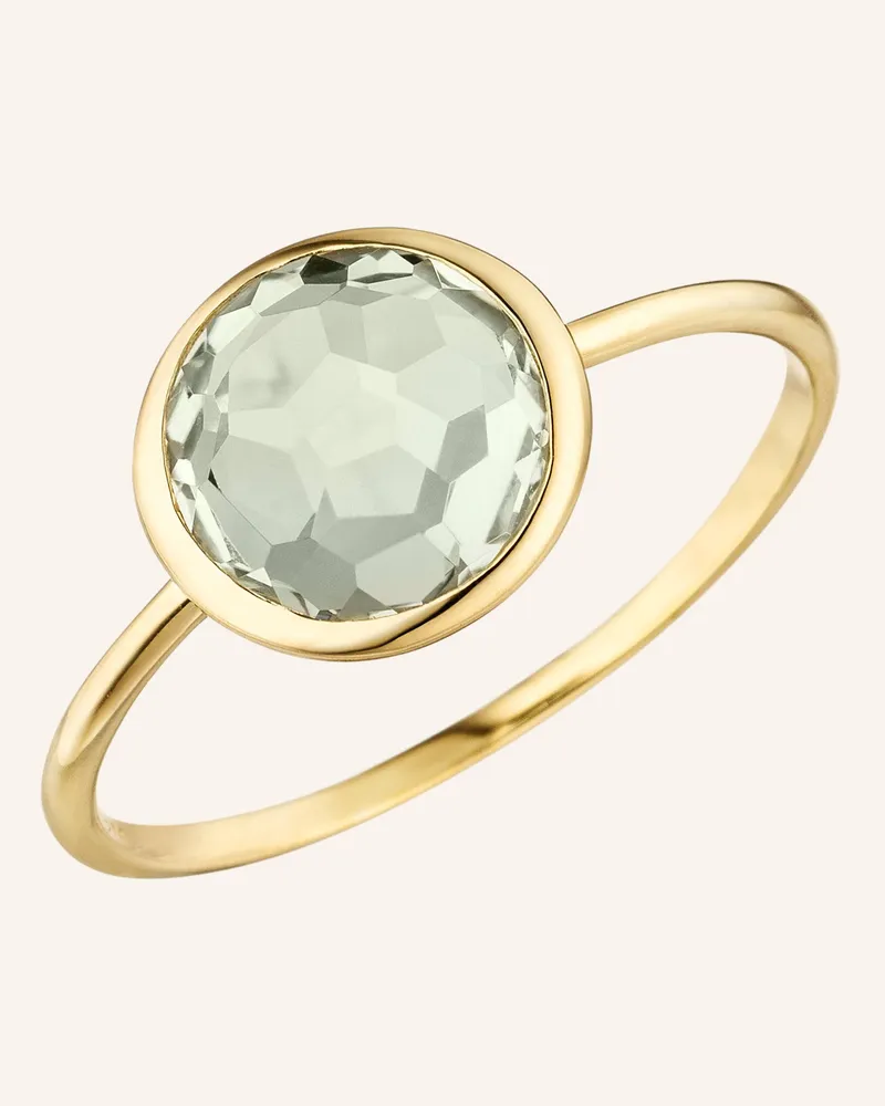 Leaf Ring GREEN AMETHYST aus 14 Karat Gelbgold Gold