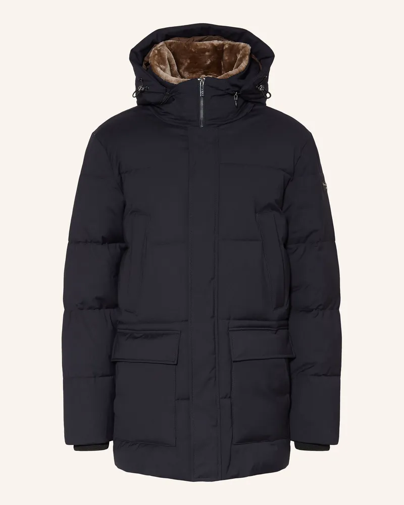 Bugatti Steppjacke Mit Abnehmbarem Kunstfell blau Dunkelblau