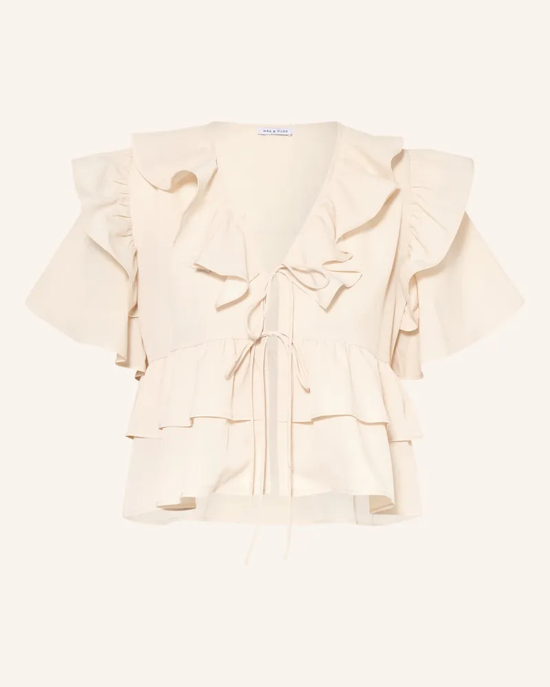 Mrs & HUGS Bluse Mit Volants weiss Ecru