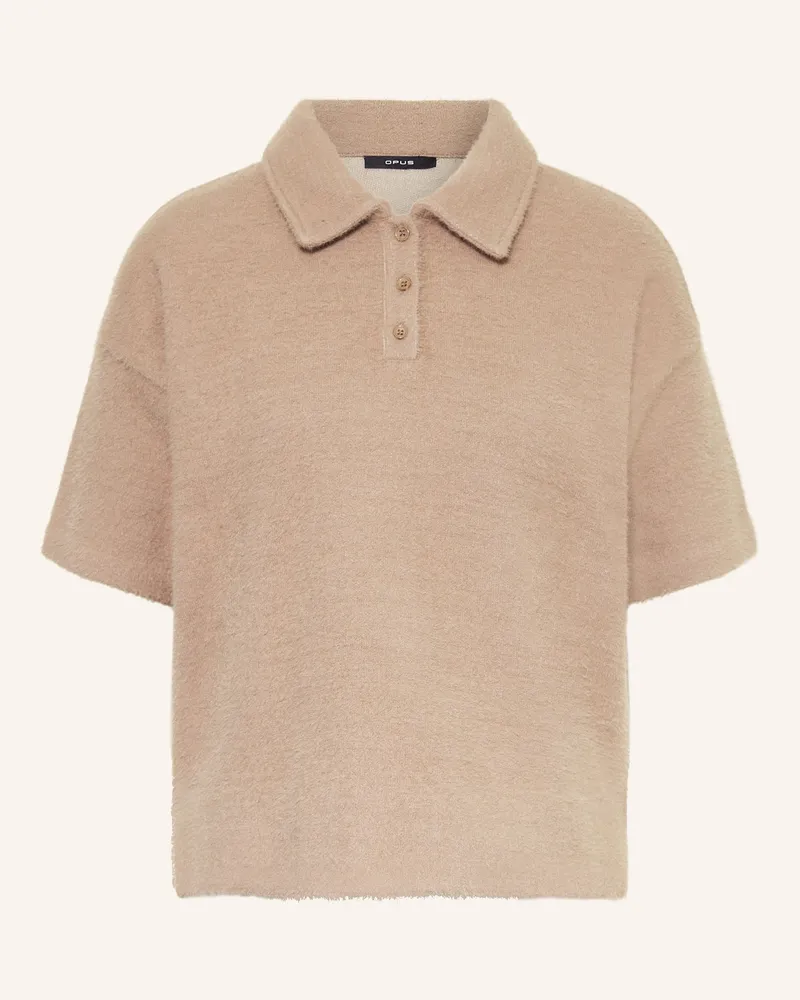 OPUS Strick-Poloshirt GELUDI Hellbraun