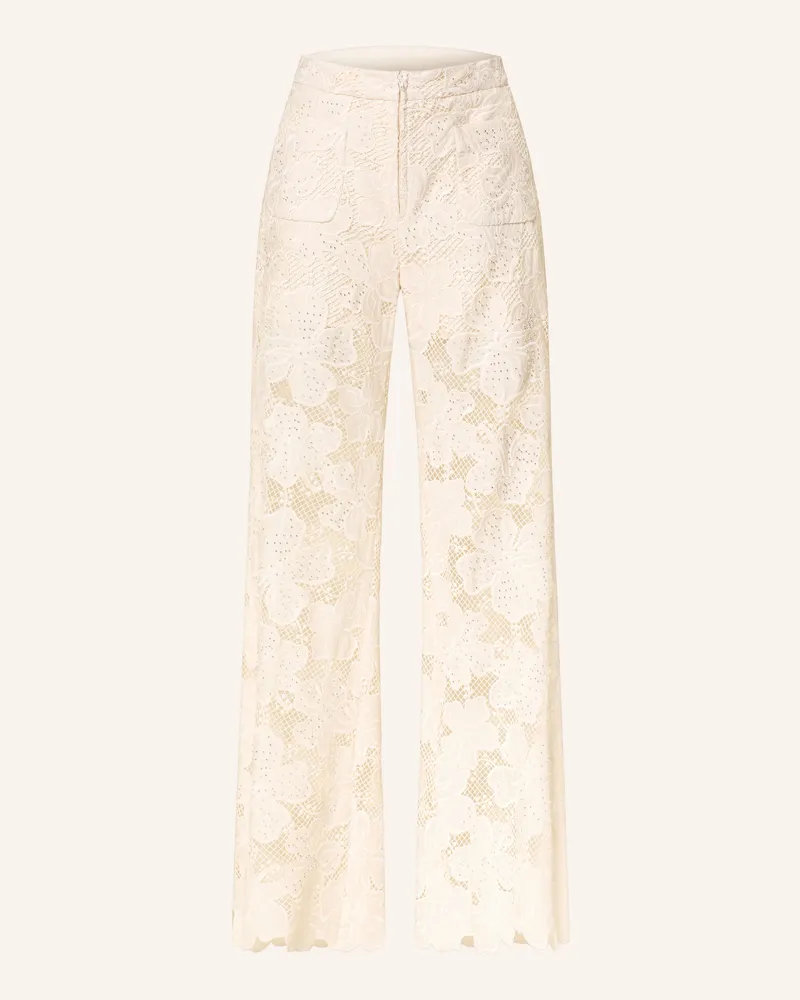 Sandro Marlenehose Aus Spitze Mit Schmucksteinen weiss Creme