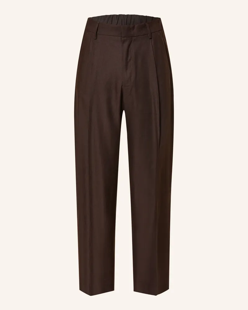 NN 07 Chino KAY Regular Fit mit Leinen Dunkelbraun