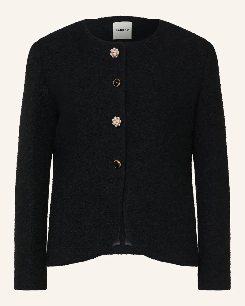 Sandro Bouclé-Blazer Mit Schmucksteinen schwarz Schwarz