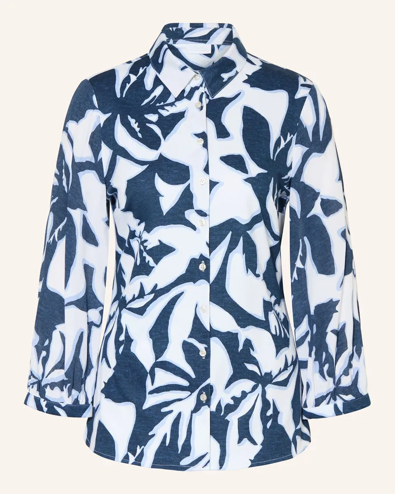 DESOTO Hemdbluse PIA im Materialmix mit 3/4-Arm Dunkelblau