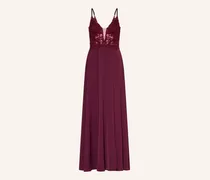 Abendkleid Mit Spitze Und Schmucksteinen braun
