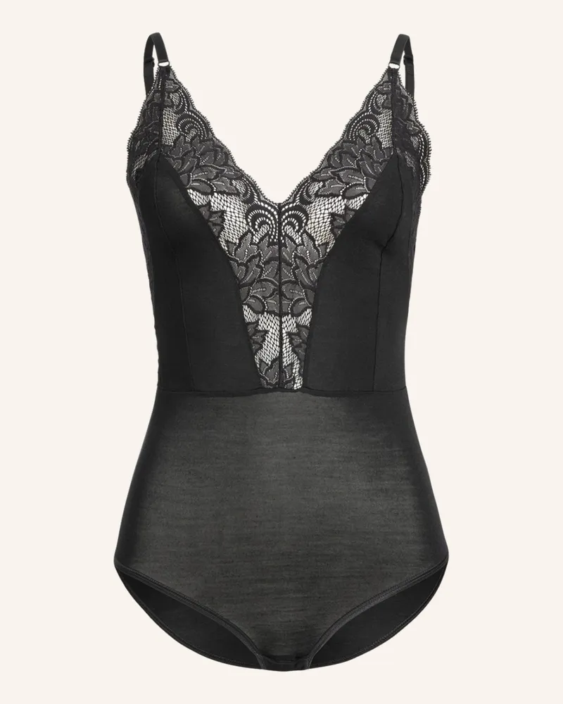 Ehrlich Textil Hannah Spitzenbody Bügellos Aus Modal - Verstellbare Träger schwarz Schwarz