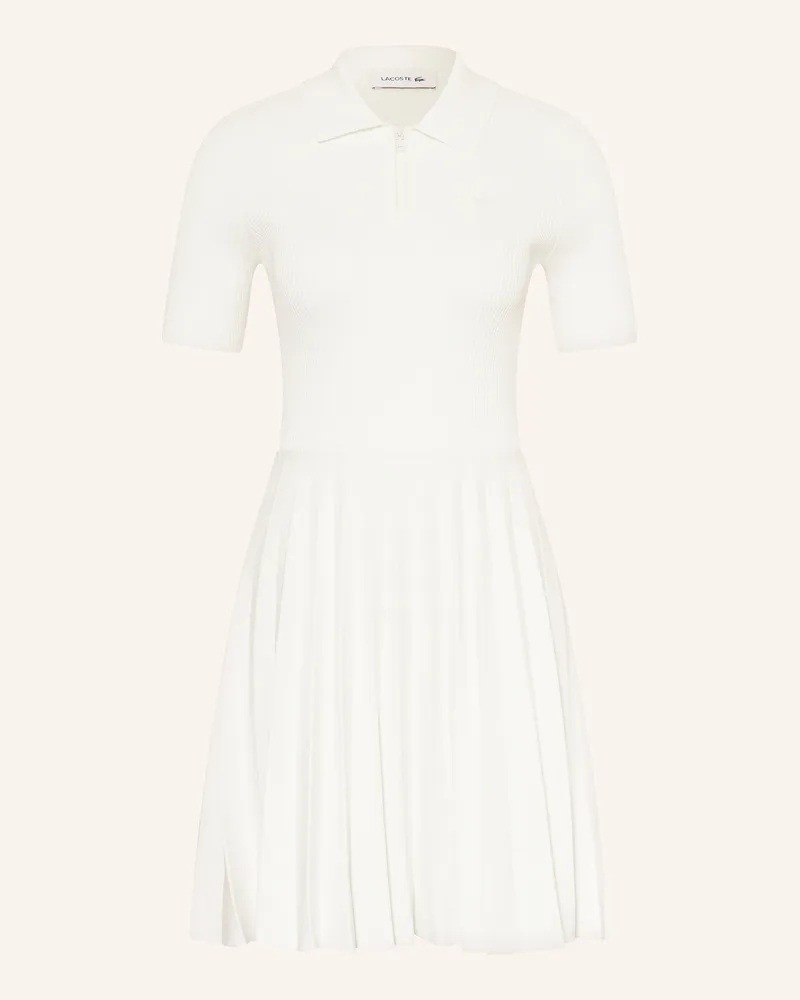 Lacoste Strickkleid Mit Plissees weiss Ecru