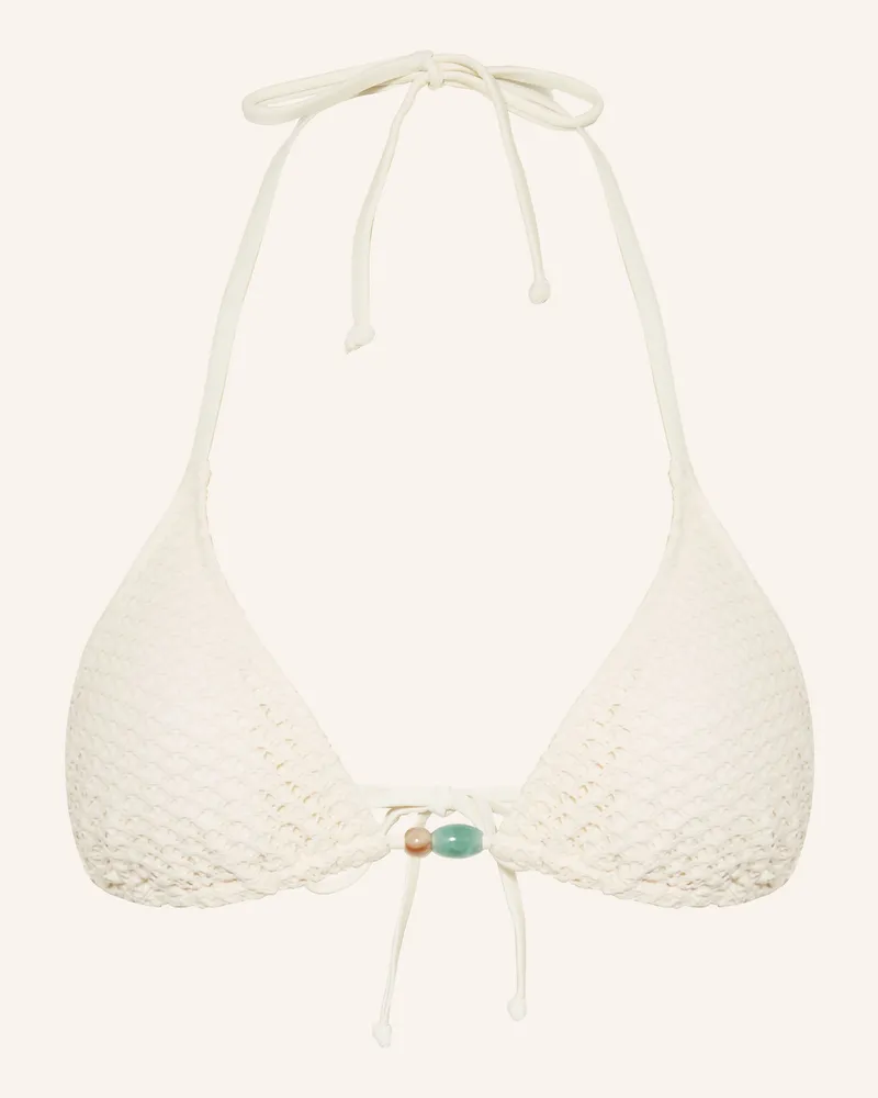 Mrs & HUGS Triangel-Bikini-Top mit Schmuckperlen Ecru