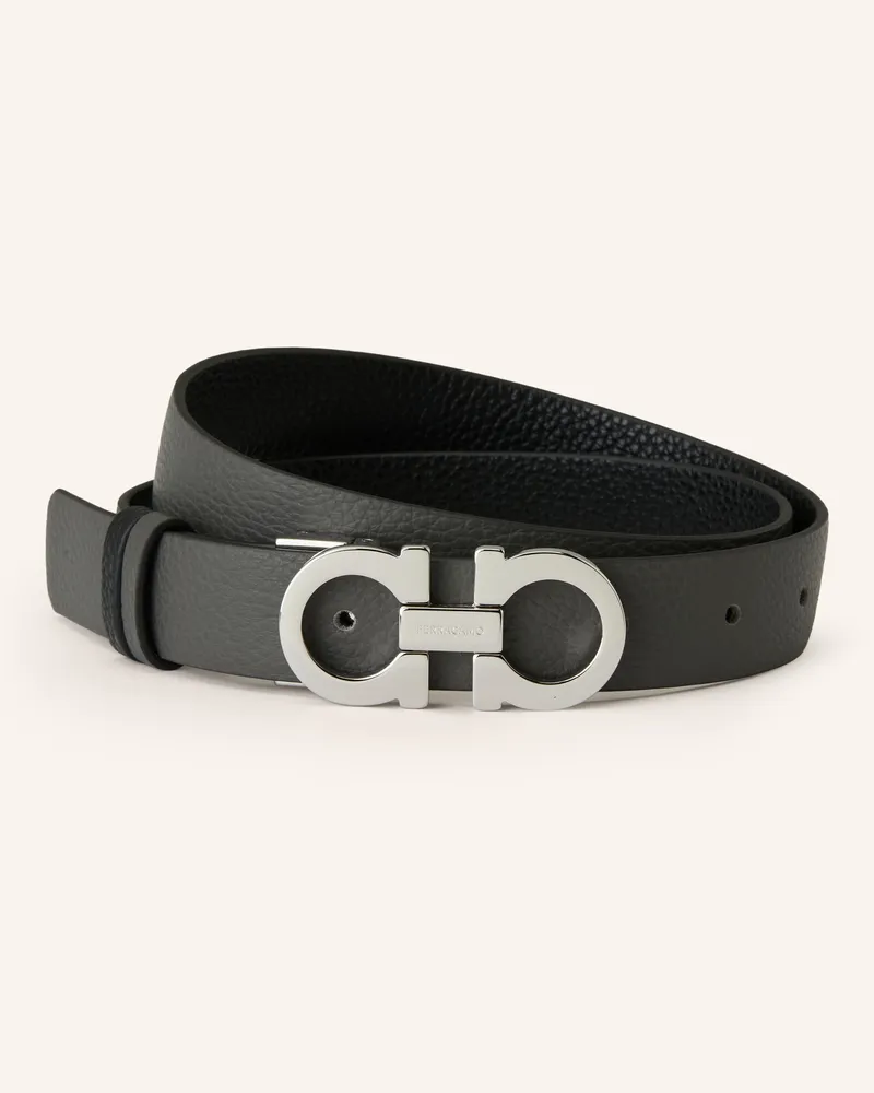 Ferragamo Ledergürtel Donna Zum Wenden grau Schwarz