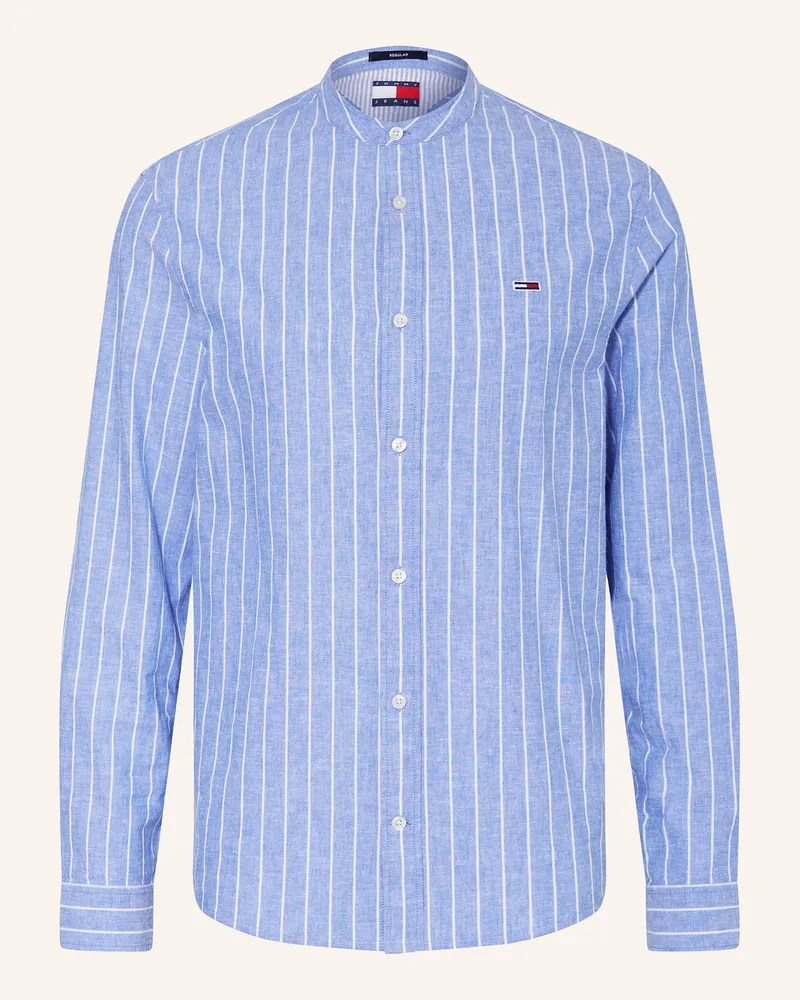 Tommy Hilfiger Hemd Regular Fit mit Leinen Blau