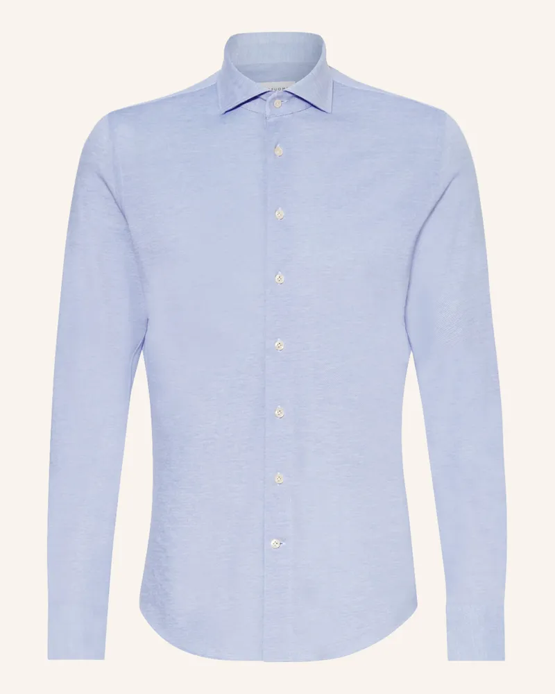 Profuomo Piqué-Hemd Slim Fit blau Hellblau
