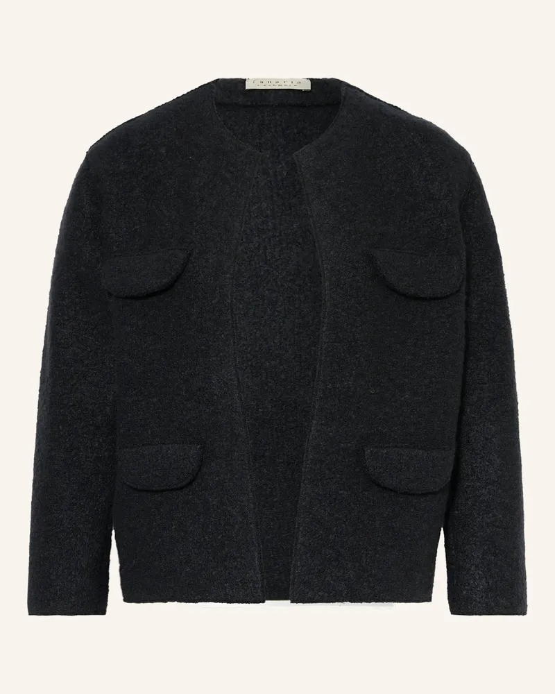 Lunaria Cashmere Bouclé-Jacke mit Seide und Cashmere Schwarz