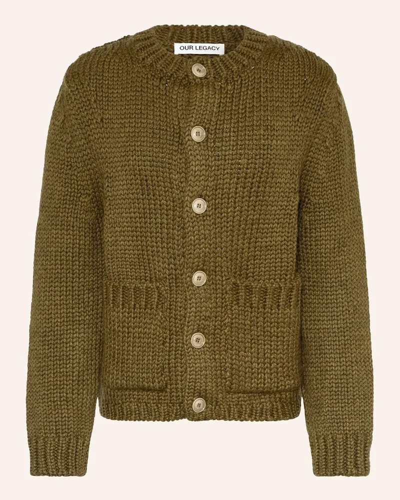 Our Legacy Strickjacke mit Alpaka Oliv