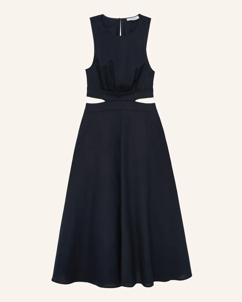 Reiss Kleid Hazel Mit Leinen blau Dunkelblau