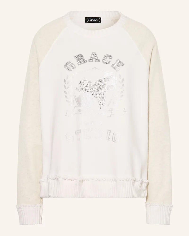 Grace Sweatshirt mit Schmucksteinen Weiss