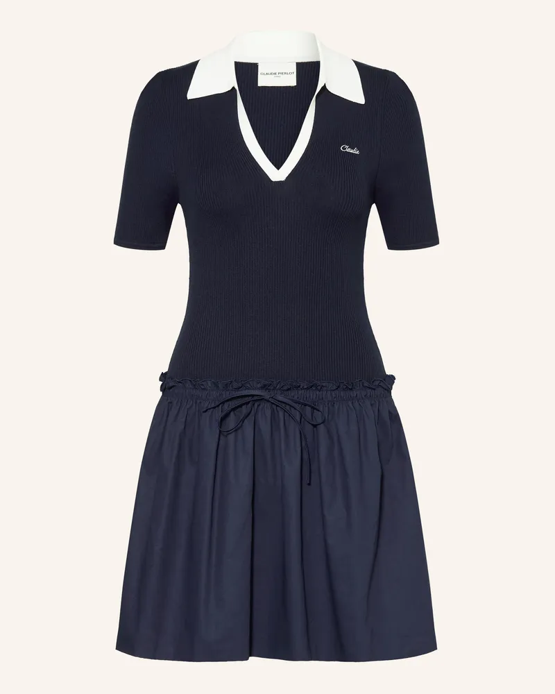 Claudie Pierlot Kleid im Materialmix Dunkelblau