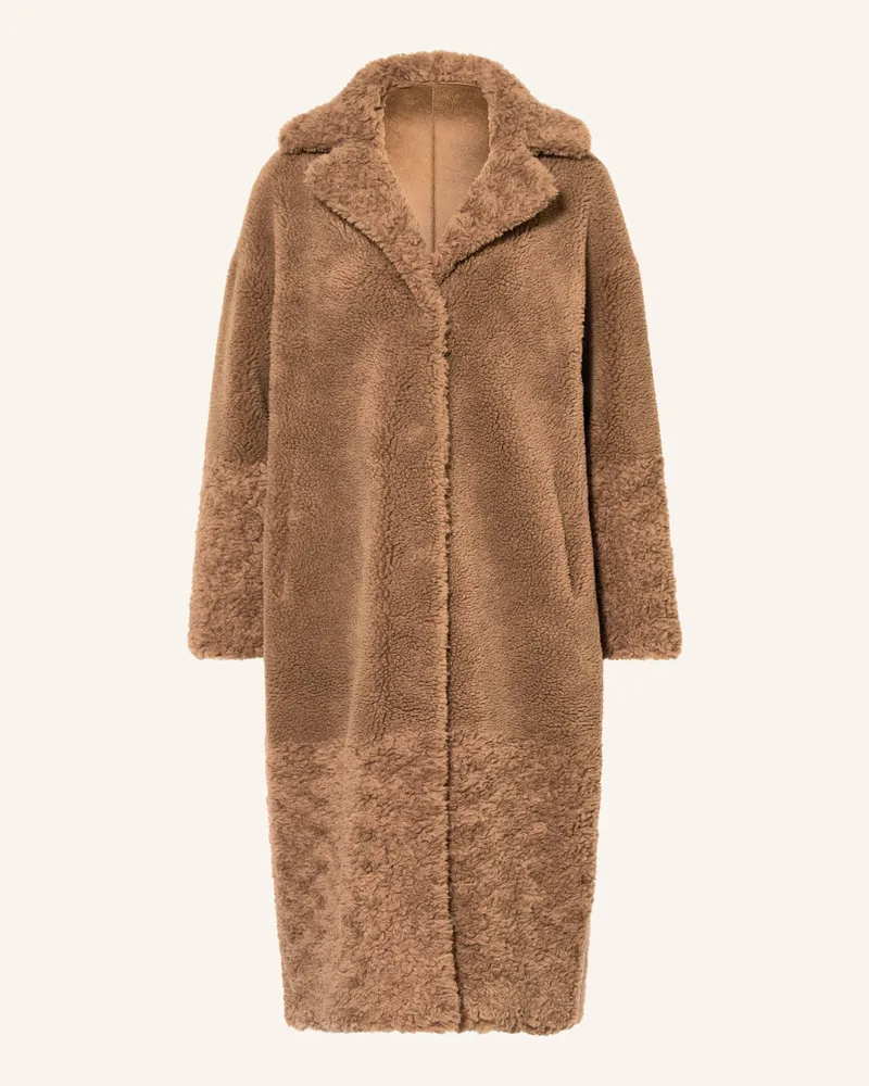 Mrs & HUGS Teddyfell-Mantel beige Camel
