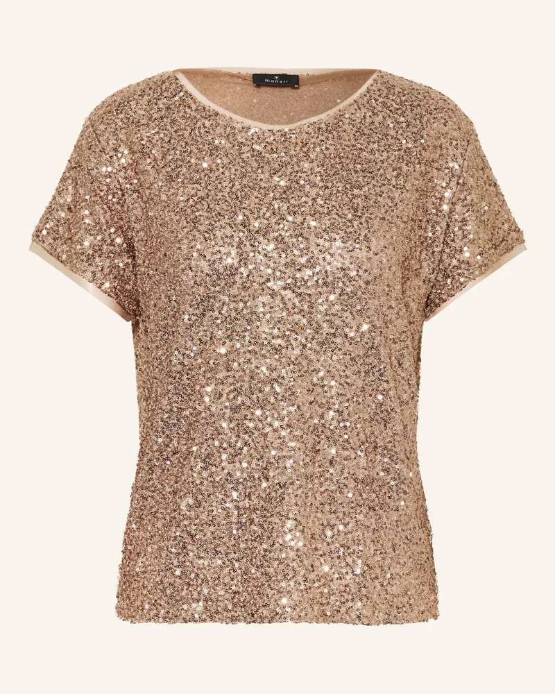 monari T-Shirt Aus Mesh Mit Pailletten braun Taupe