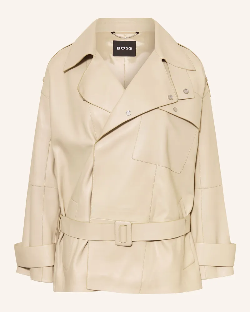 HUGO BOSS Lederjacke Satila beige Creme