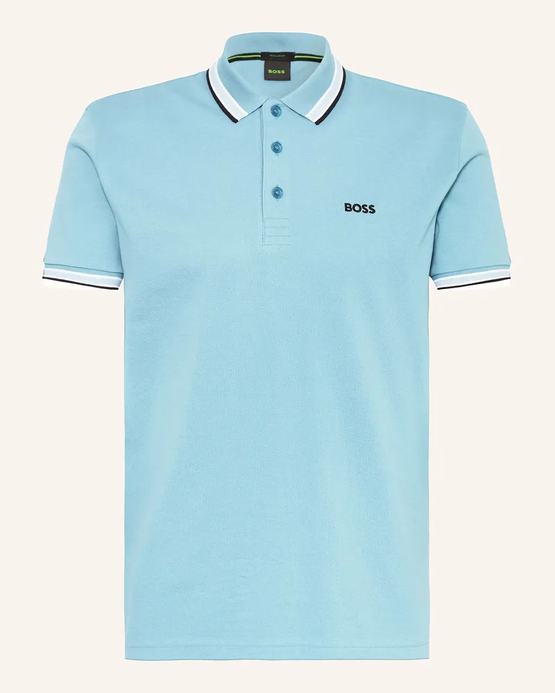 HUGO BOSS Piqué-Poloshirt PADDY CURVED Regular Fit Hellblau