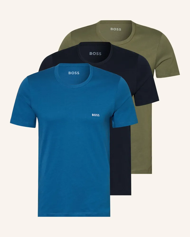 HUGO BOSS 3er-Pack T-Shirts Pure Cotton gruen Blau