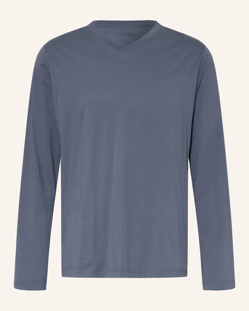 Schiesser Schlafshirt Mix + Relax blau Blaugrau