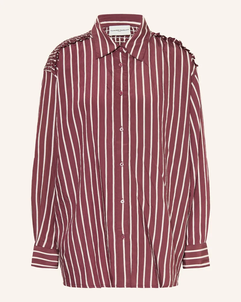 Claudie Pierlot Hemdbluse mit Rüschen Dunkelrot
