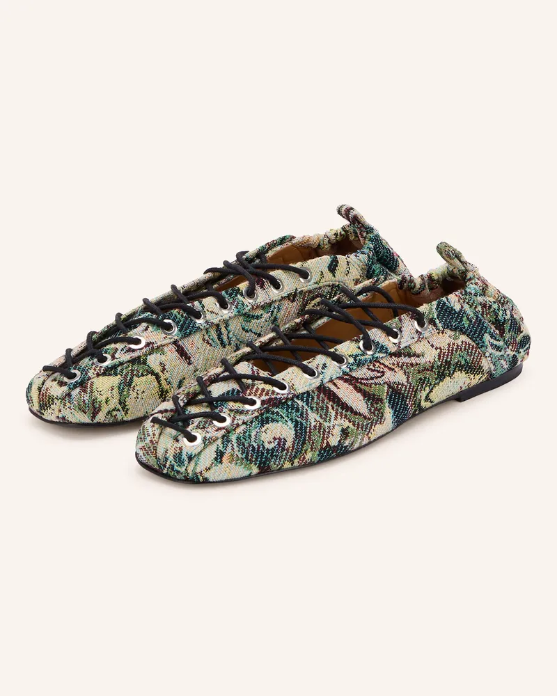 Ganni Ballerinas Hellgrün