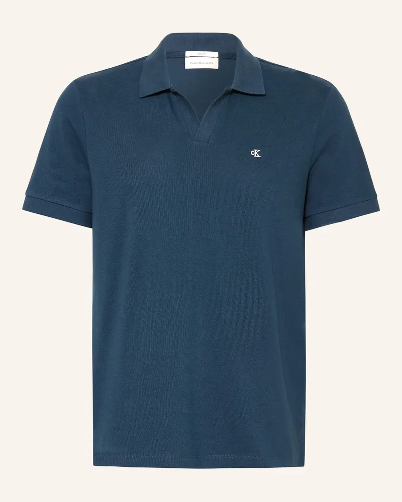 Calvin Klein Piqué-Poloshirt Classic Fit Dunkelblau