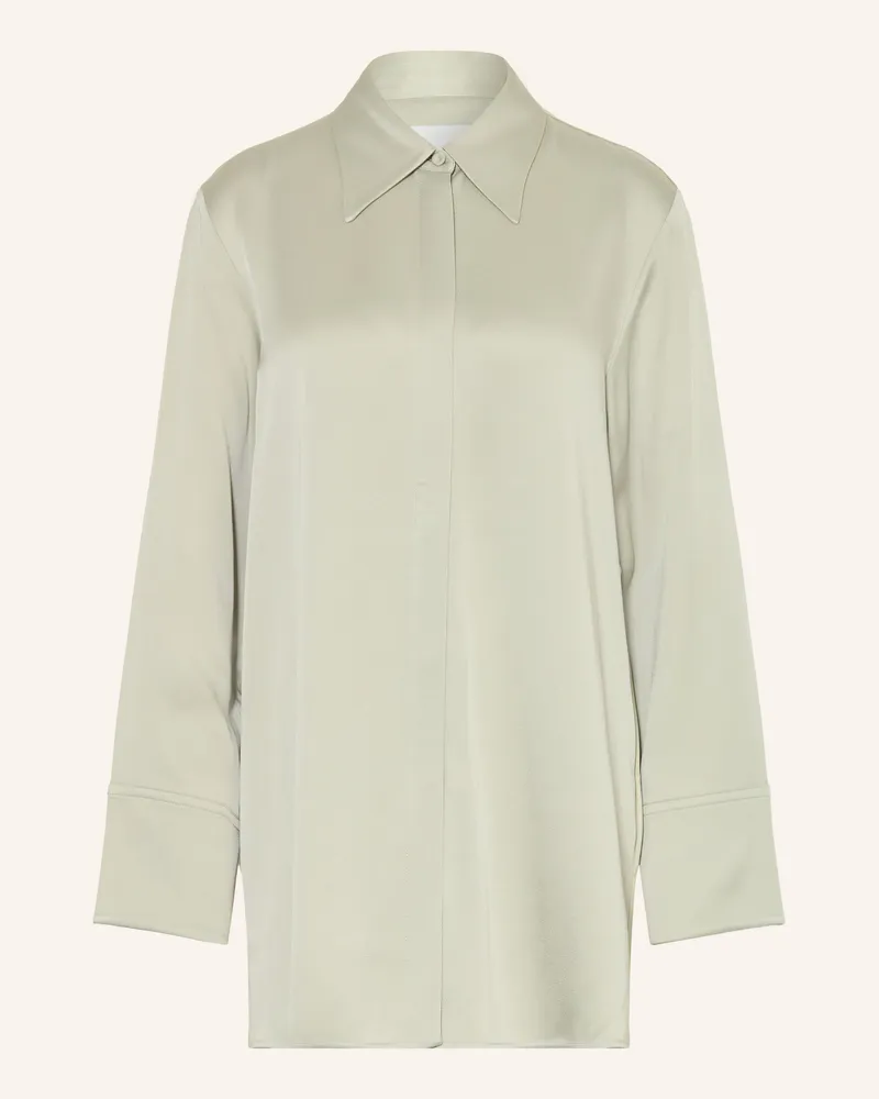 Jil Sander Hemdbluse aus Satin Hellgrün