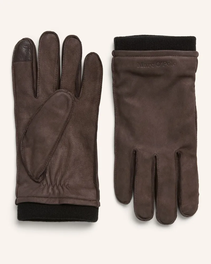 Marc O'Polo Lederhandschuhe Dunkelbraun