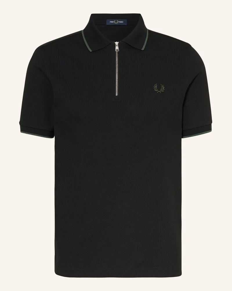 Fred Perry Piqué-Poloshirt Schwarz