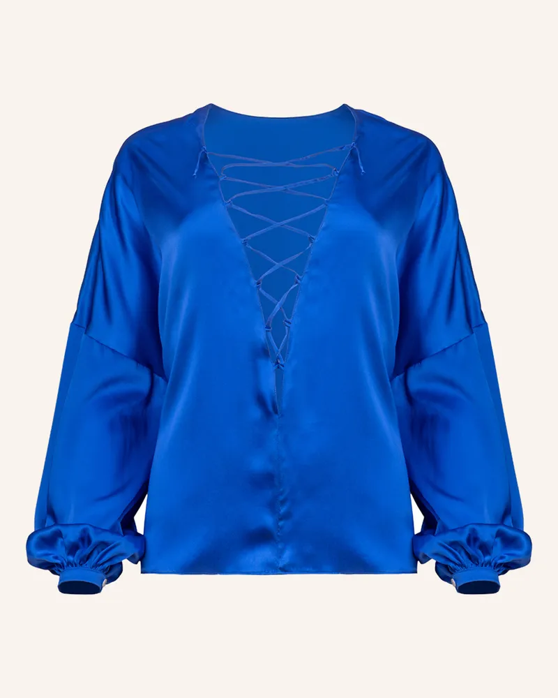 Helene Galwas Bluse Aus Satinseide Ivana blau Blau