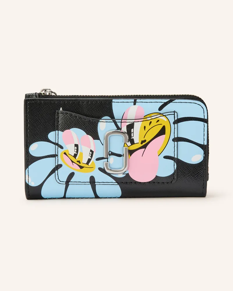 Marc Jacobs Geldbörse The Medium Flat Wallet Flower Faces schwarz Schwarz