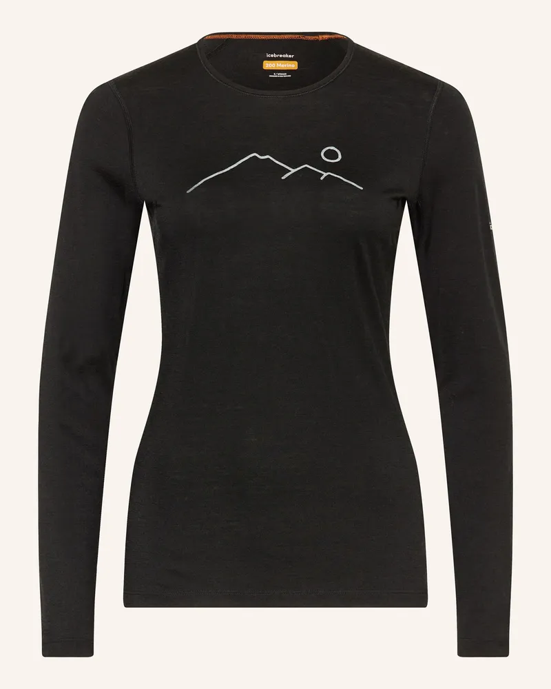 Icebreaker Funktionsshirt MERINO 200 OASIS aus Merinowolle Schwarz