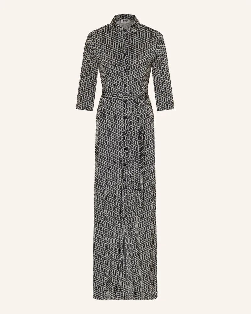 SIYU Hemdblusenkleid Mit 3/4-Arm schwarz Schwarz